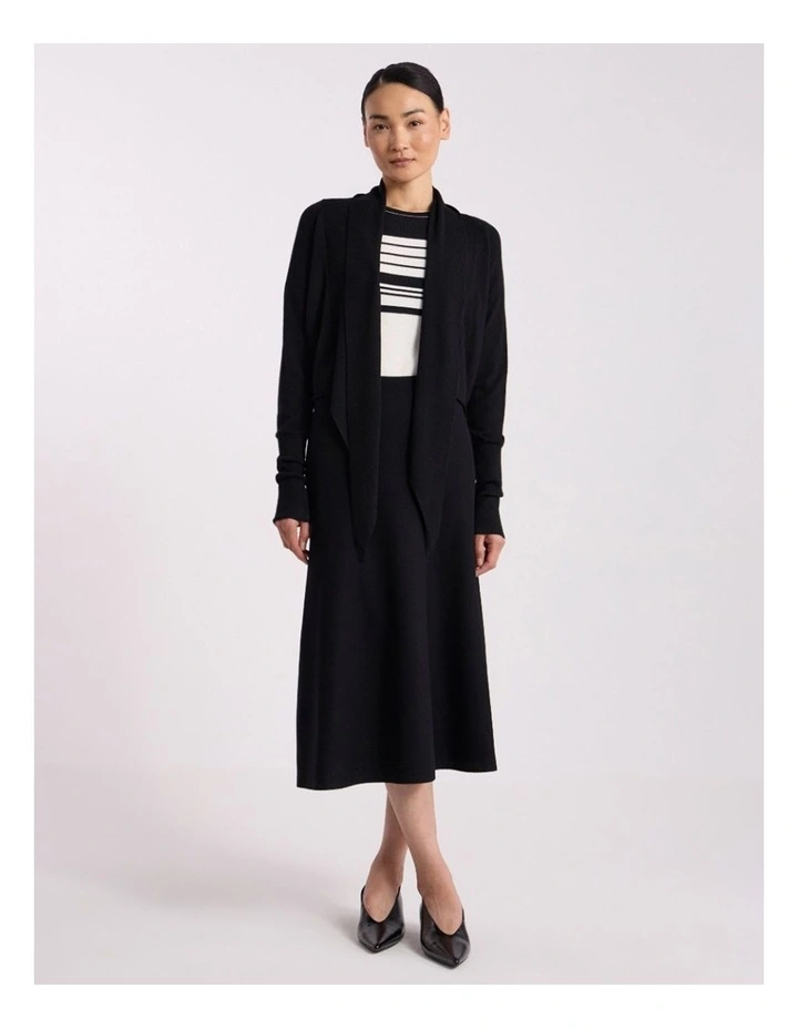 Grayson Merino Wrap Cardigan in Black image 1