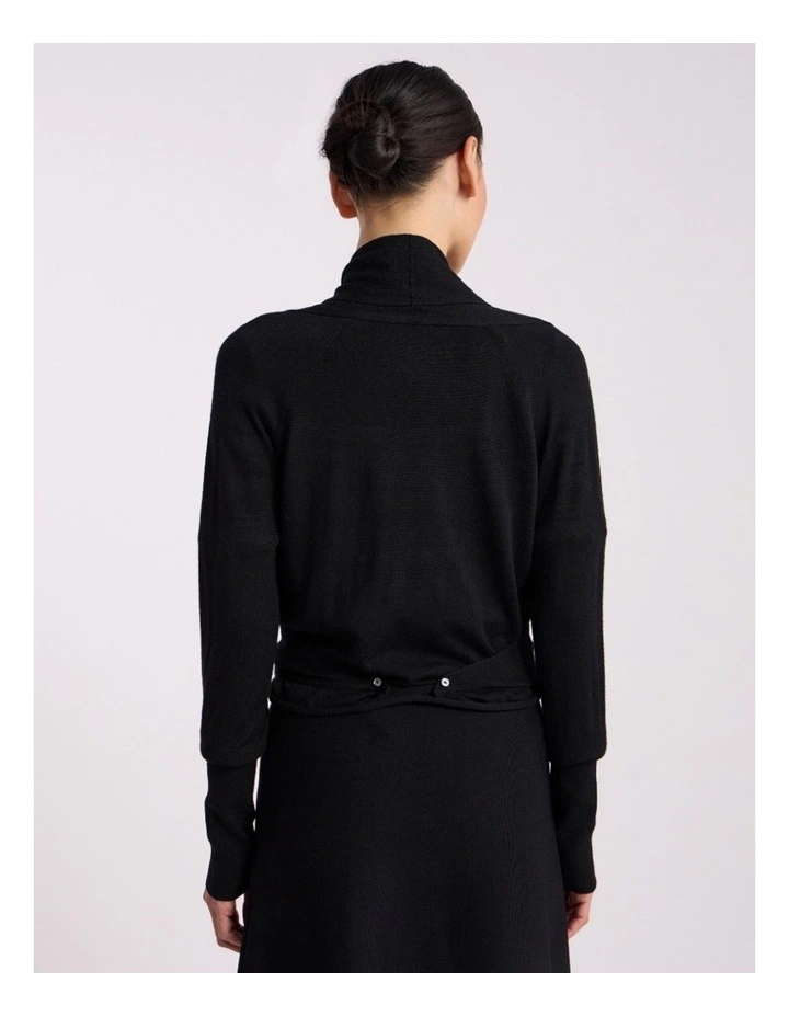 Grayson Merino Wrap Cardigan in Black image 4