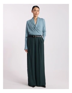 Grayson Merino Wrap Cardigan in Eucalyptus Green
