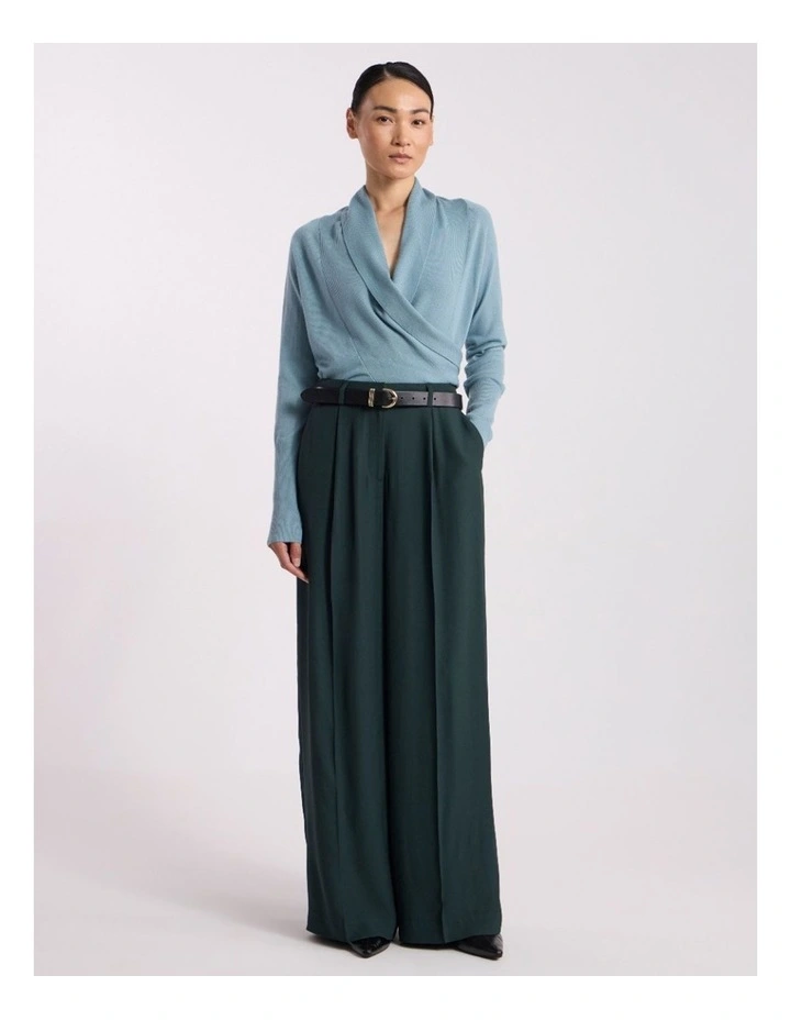 Grayson Merino Wrap Cardigan in Eucalyptus Green image 1