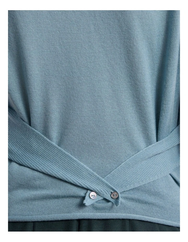 Grayson Merino Wrap Cardigan in Eucalyptus Green image 3