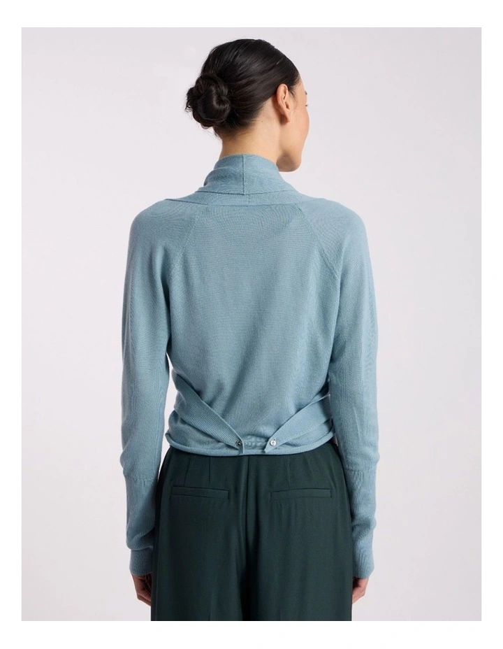 Grayson Merino Wrap Cardigan in Eucalyptus Green image 4