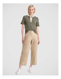 Madeline Cotton Blend Polo in Fern Stripe