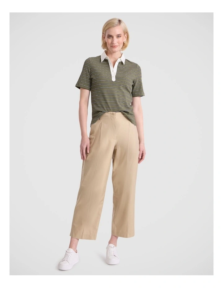 Madeline Cotton Blend Polo in Fern Stripe image 1