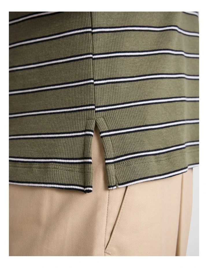 Madeline Cotton Blend Polo in Fern Stripe image 4