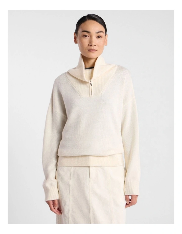 Eros Merino Polo Knit in Ivory image 1