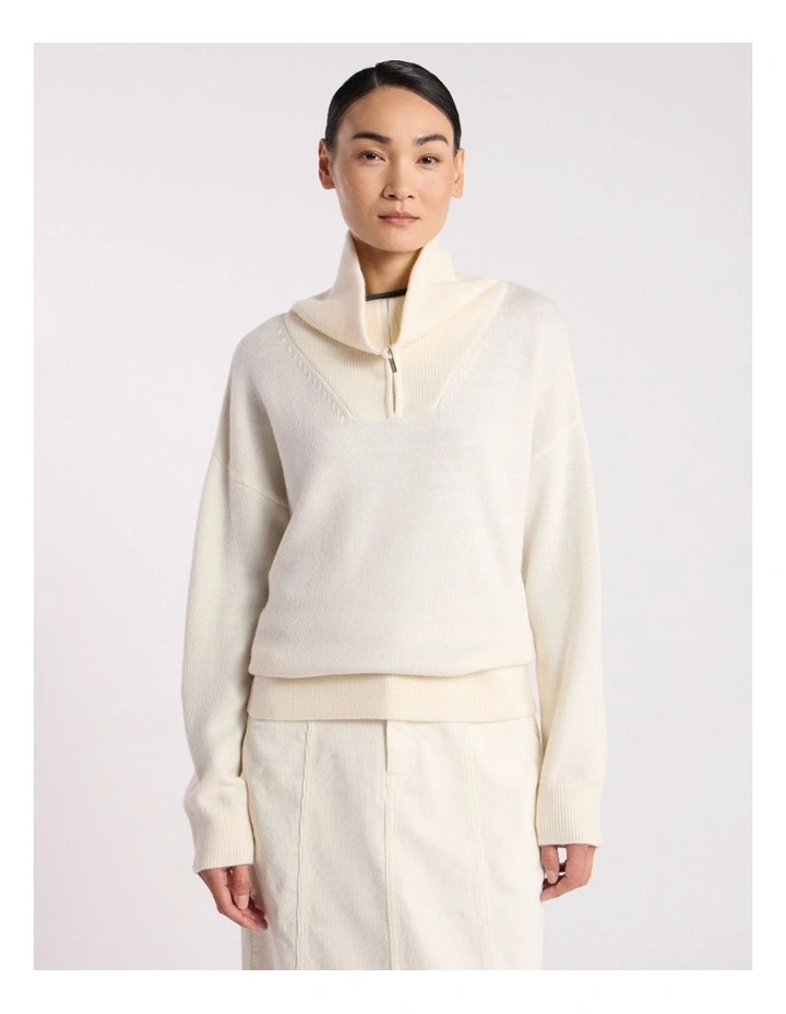 Eros Merino Polo Knit in Ivory image 2