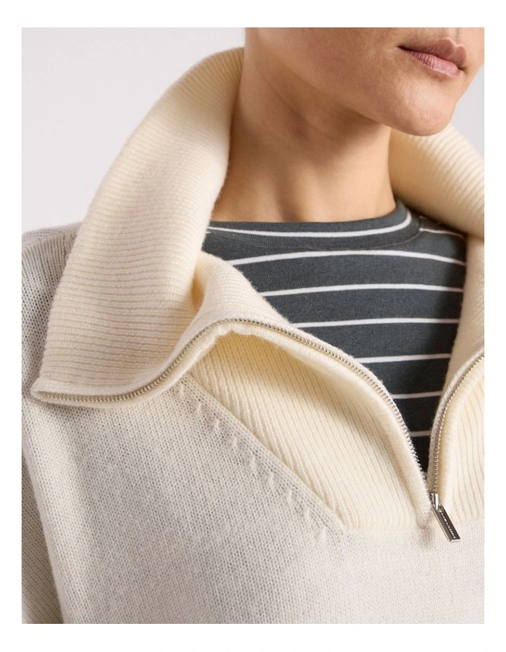 Eros Merino Polo Knit in Ivory image 3