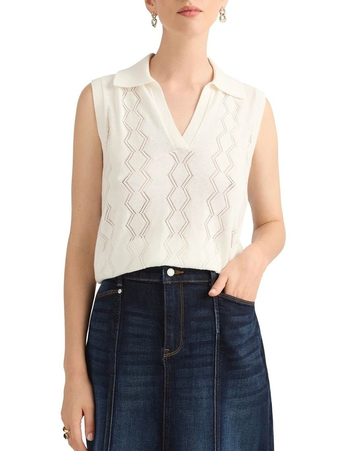 Marley Knit Polo in White image 1
