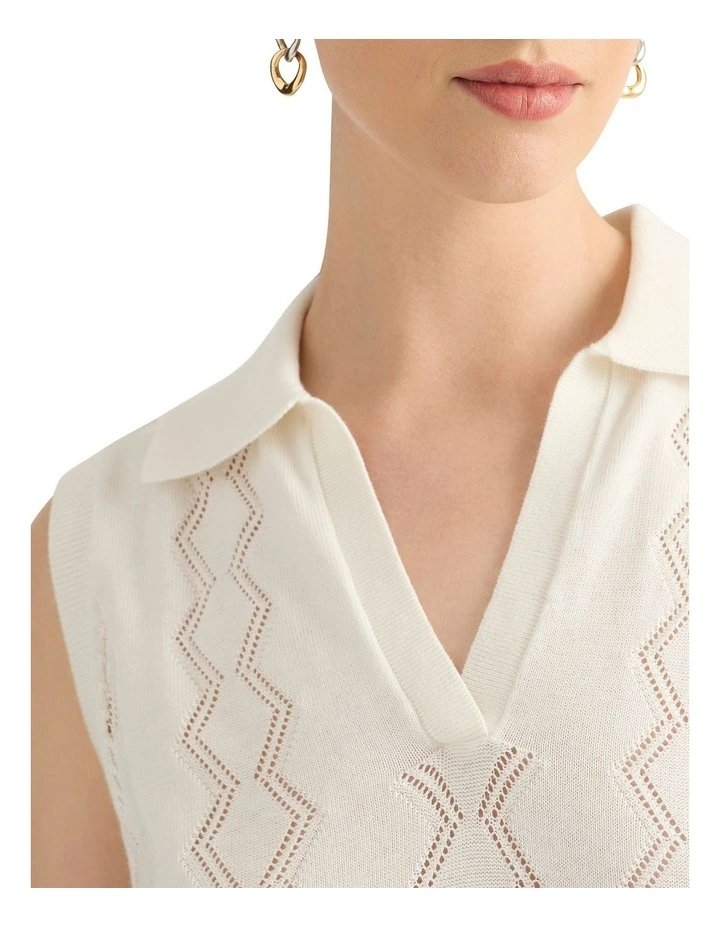 Marley Knit Polo in White image 4