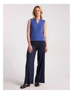 Chantilly Sleeveless Knit Polo in Sapphire Blue