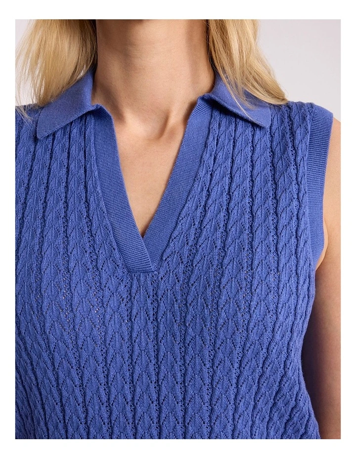 Chantilly Sleeveless Knit Polo in Sapphire Blue image 3