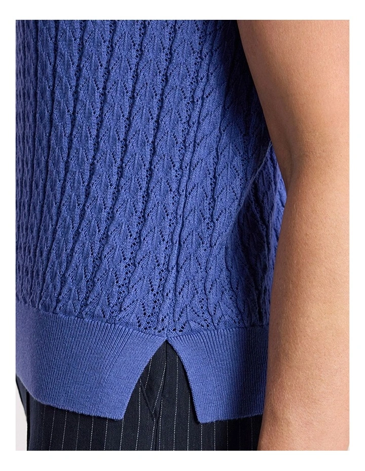 Chantilly Sleeveless Knit Polo in Sapphire Blue image 4