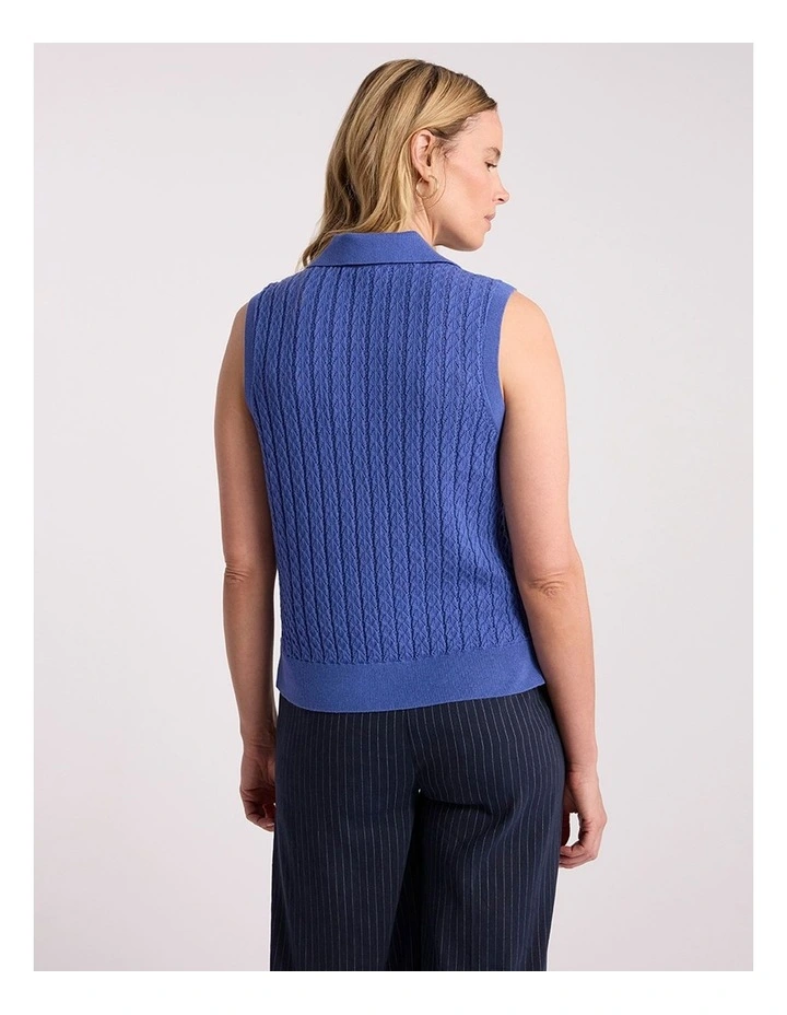 Chantilly Sleeveless Knit Polo in Sapphire Blue image 5