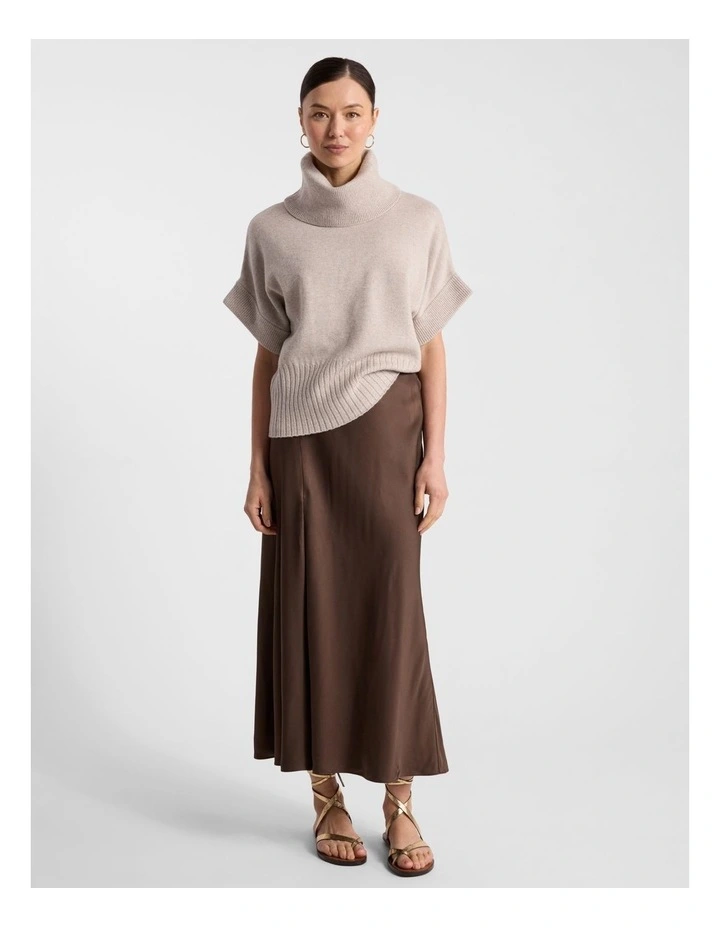 Roll Neck Gilet in Stone Melange image 2