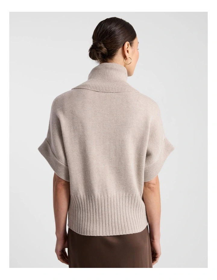 Roll Neck Gilet in Stone Melange image 3