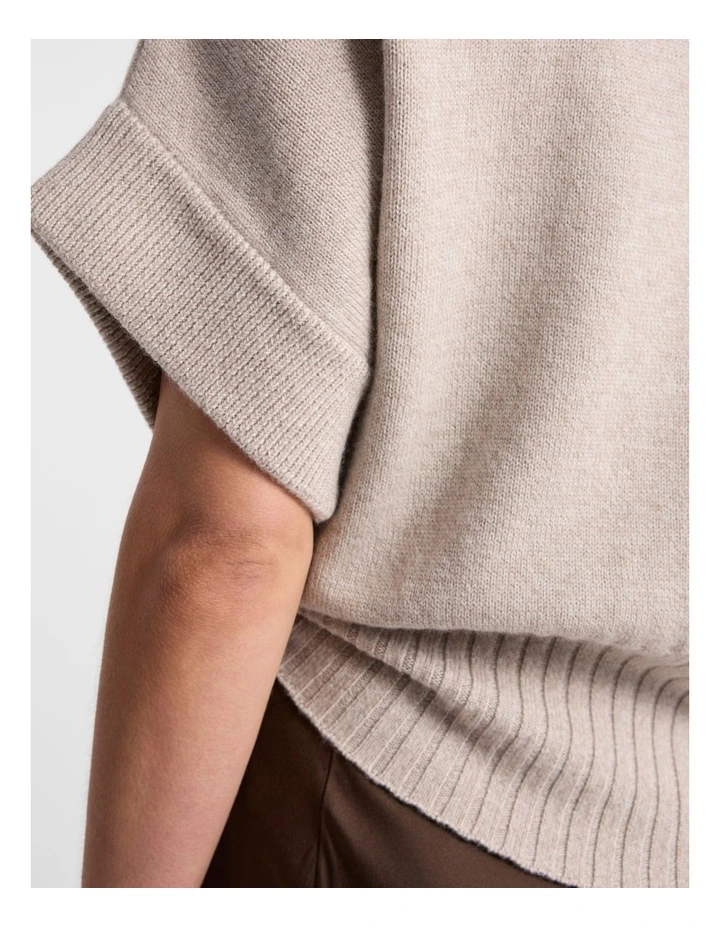 Roll Neck Gilet in Stone Melange image 4
