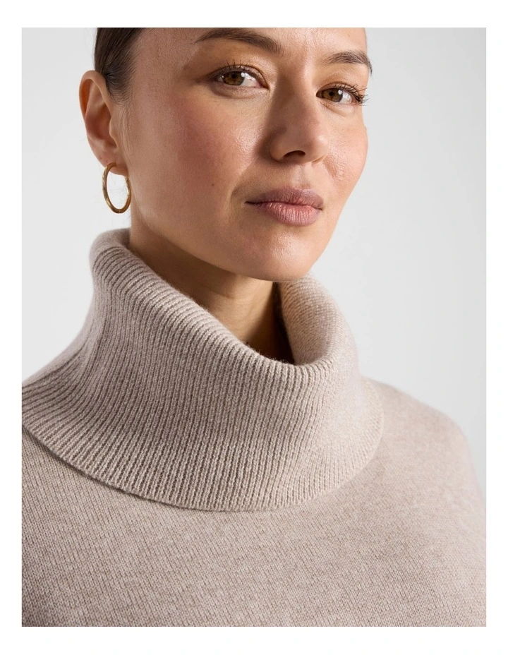 Roll Neck Gilet in Stone Melange image 5
