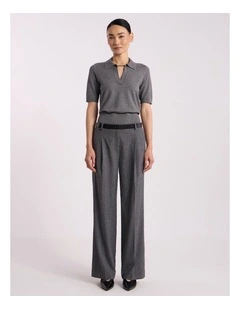 Ella Knit Polo in Grey Melange