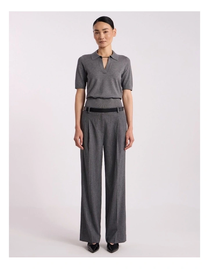 Ella Knit Polo in Grey Melange image 1