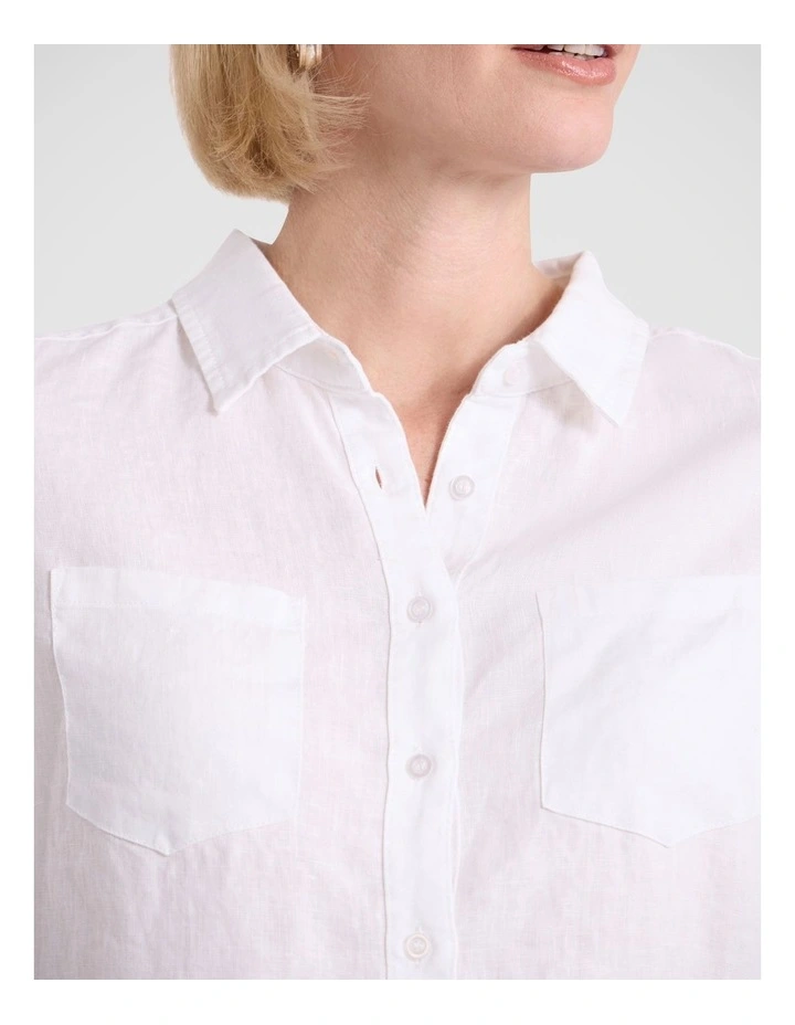 Elias Linen Shirt in White image 3