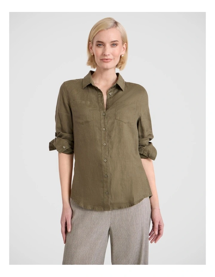 Elias Linen Shirt in Fern image 2