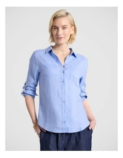 Elias Linen Shirt in Hyams Blue