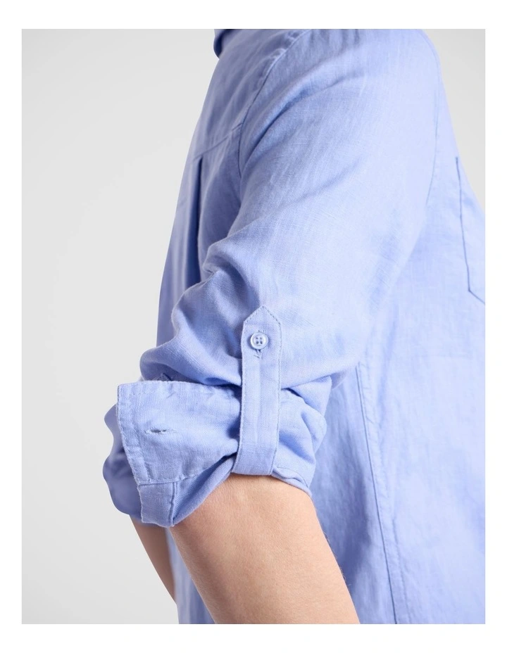 Elias Linen Shirt in Hyams Blue image 4