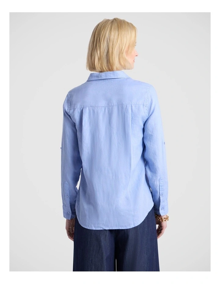 Elias Linen Shirt in Hyams Blue image 5