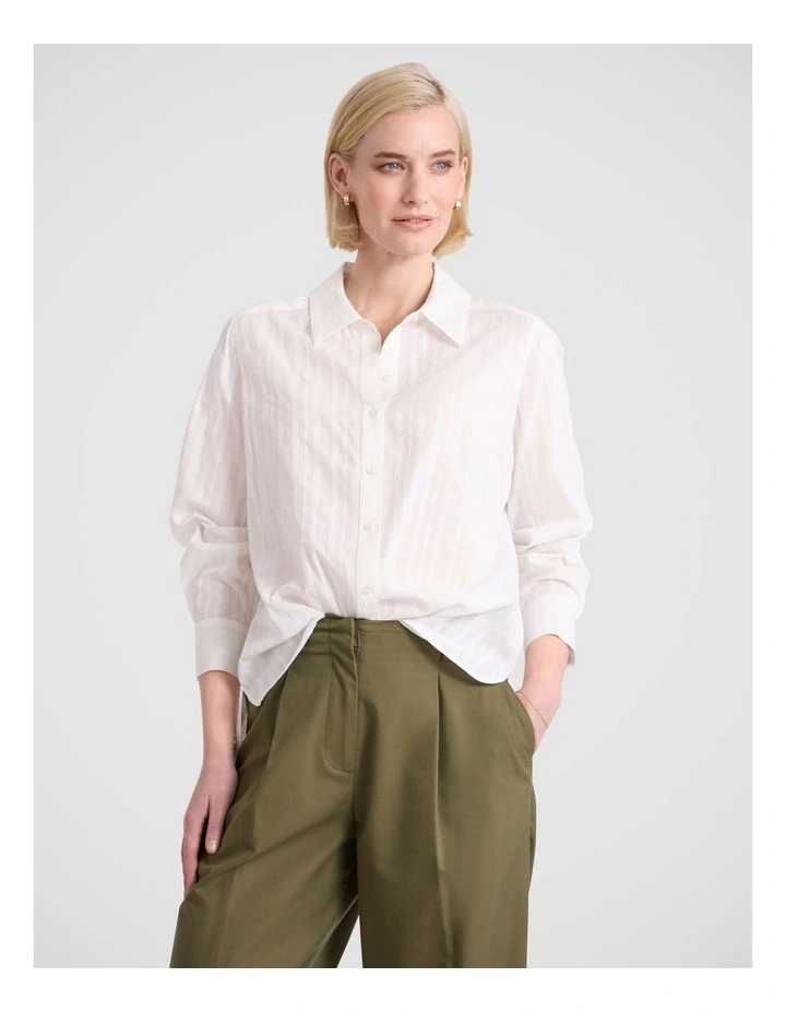 Lainey Cotton Shirt in Ivory image 2