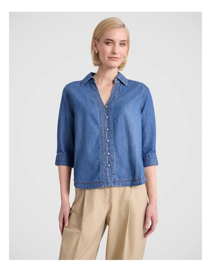 Avery Chambray Shirt in Mid Wash image 1