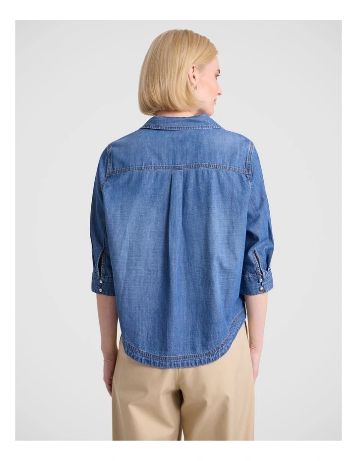 Avery Chambray Shirt in Mid Wash image 3