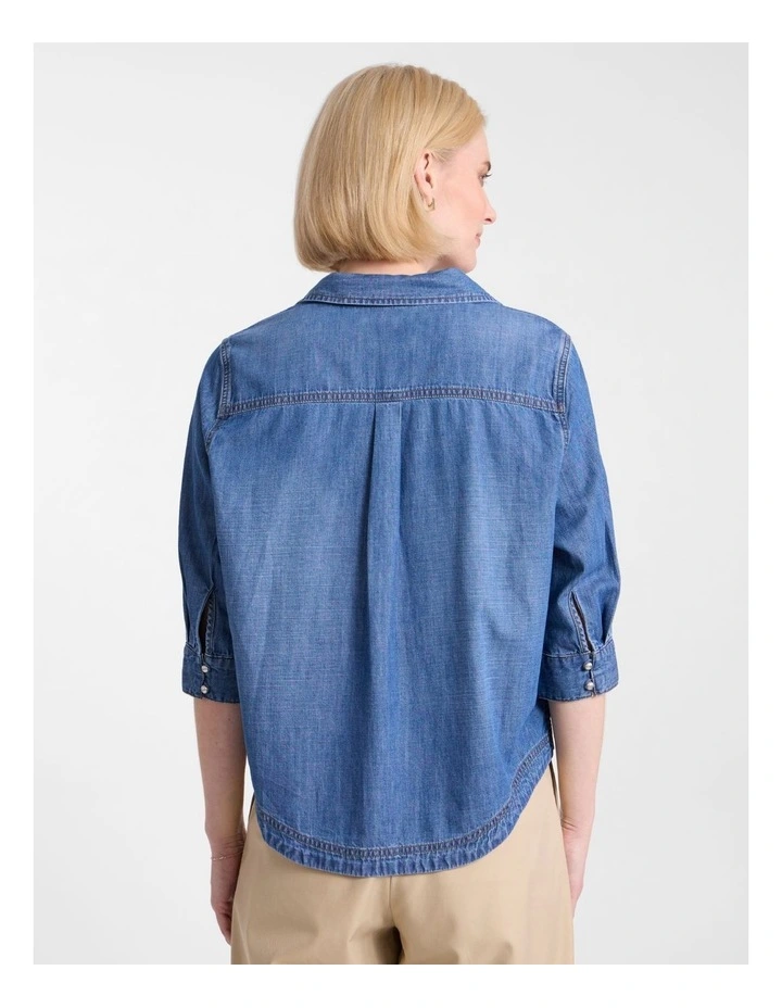 Avery Chambray Shirt in Mid Wash image 3