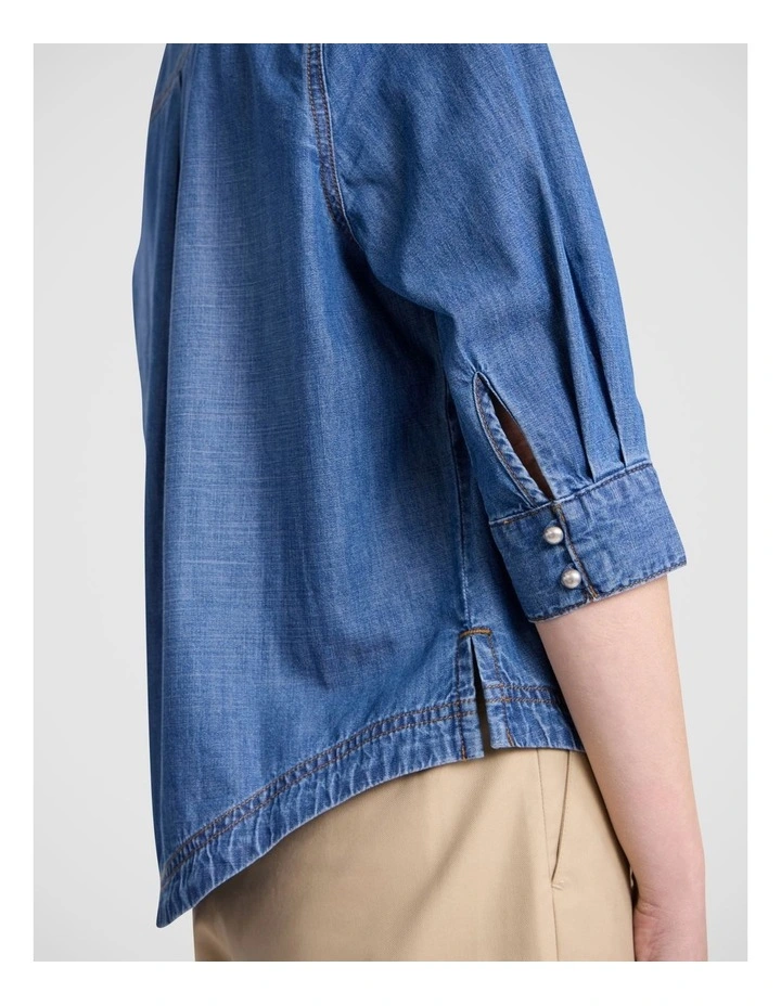 Avery Chambray Shirt in Mid Wash image 3