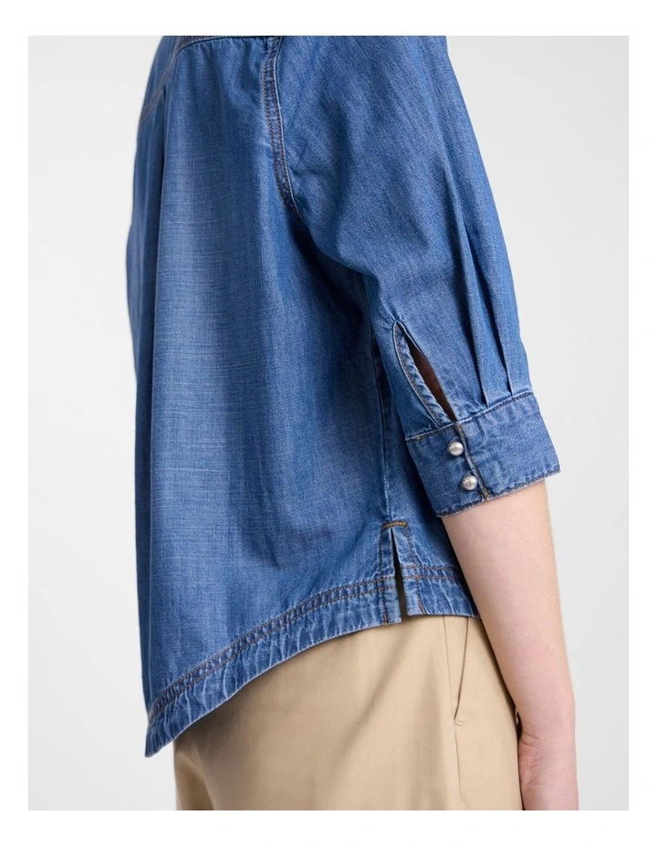 Avery Chambray Shirt in Mid Wash image 5