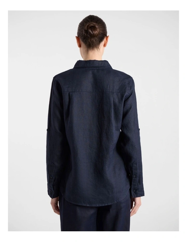 Elias Linen Shirt in Navy image 5