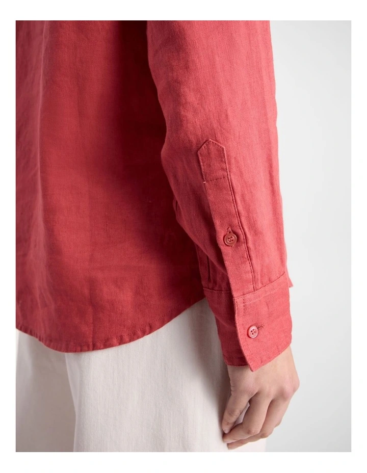 Elias Linen Shirt in Watermelon image 3