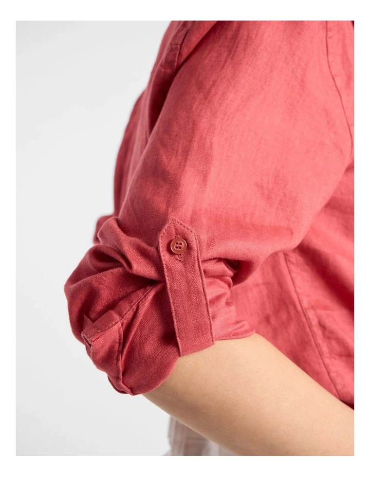 Elias Linen Shirt in Watermelon image 4