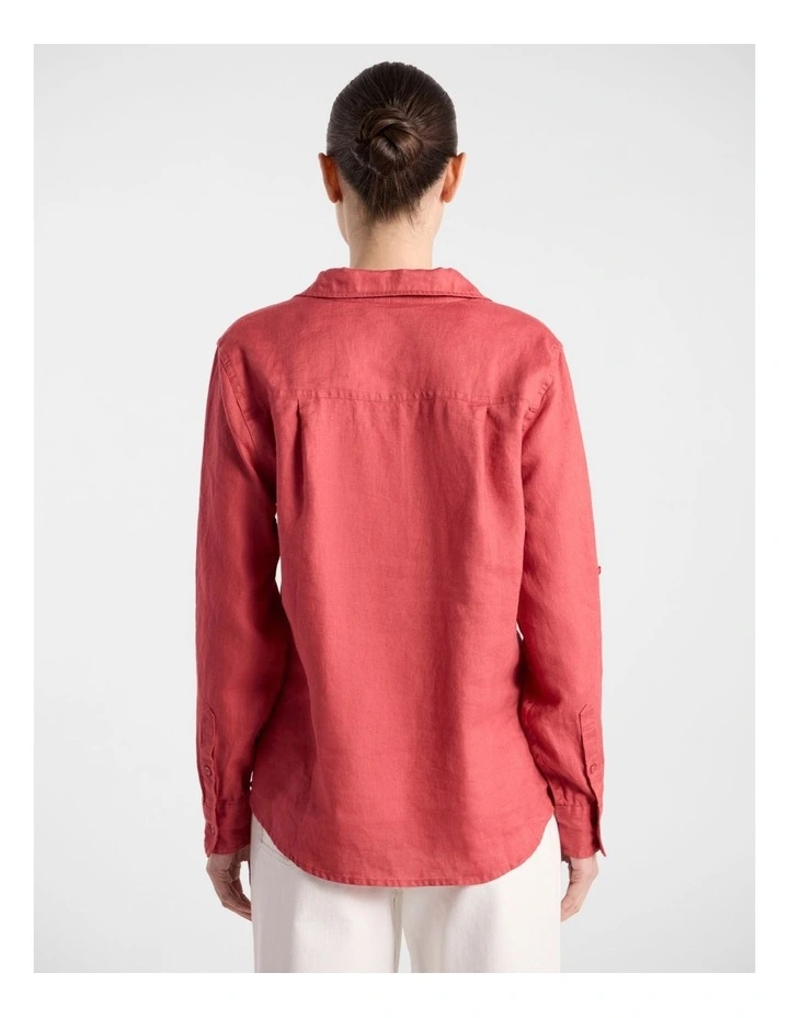 Elias Linen Shirt in Watermelon image 5