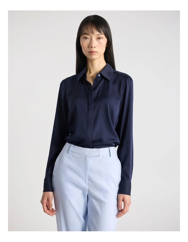 Bena Silk Shirt in Navy image 1