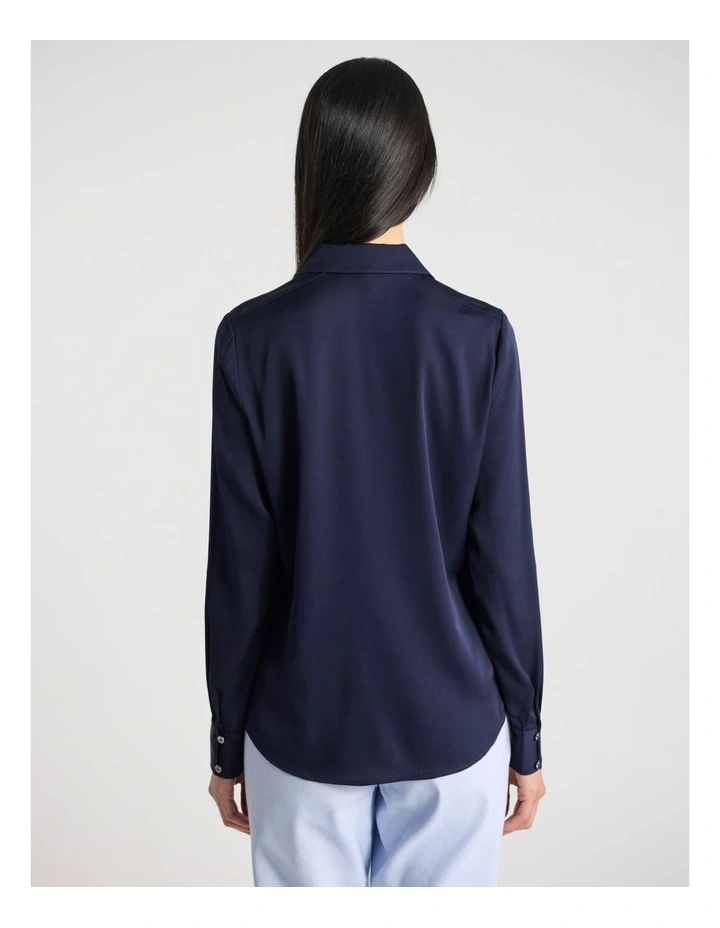 Bena Silk Shirt in Navy image 3