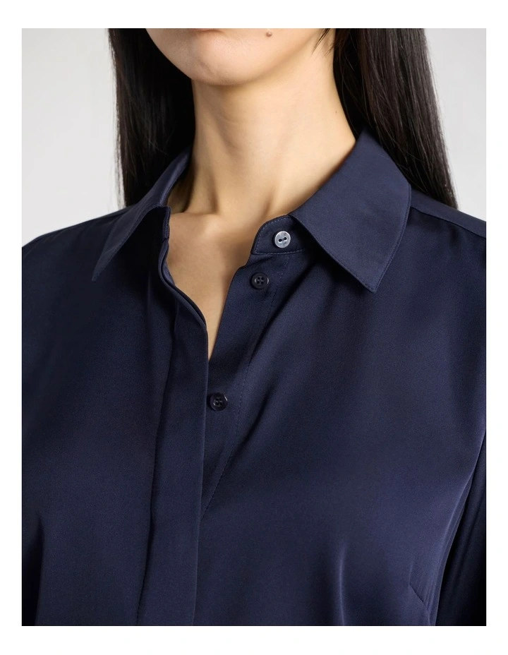 Bena Silk Shirt in Navy image 4
