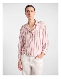 Naomi Crop Shirt in Pink Stripe