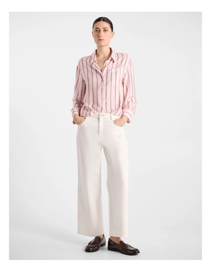 Naomi Crop Shirt in Pink Stripe image 2