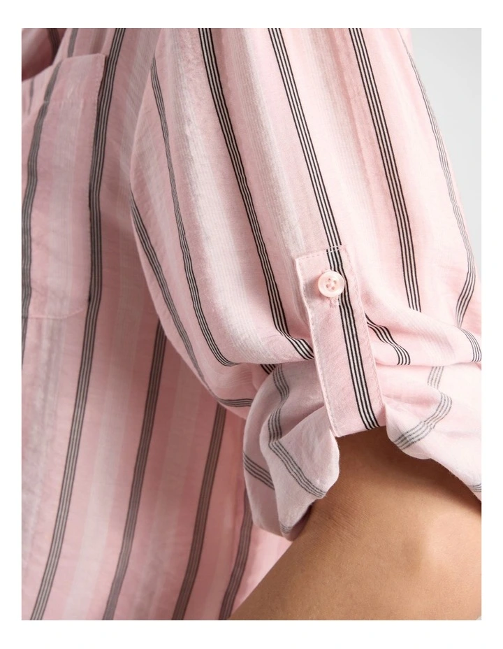 Naomi Crop Shirt in Pink Stripe image 4