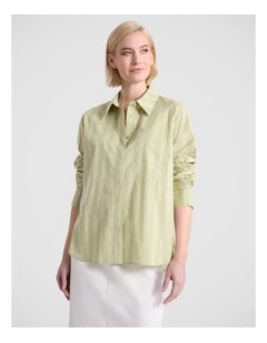 Ivy Cotton Shirt in Green Stripe