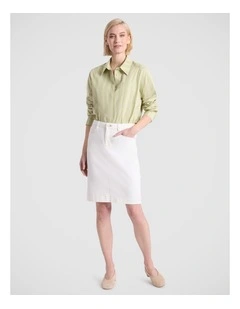 Ivy Cotton Shirt in Green Stripe