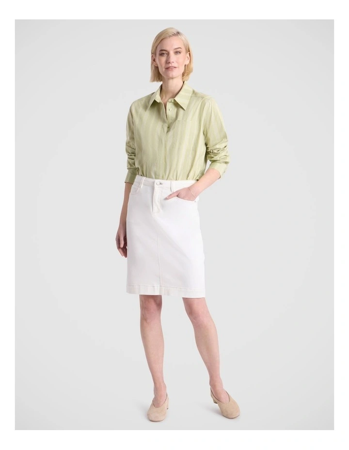 Ivy Cotton Shirt in Green Stripe image 1