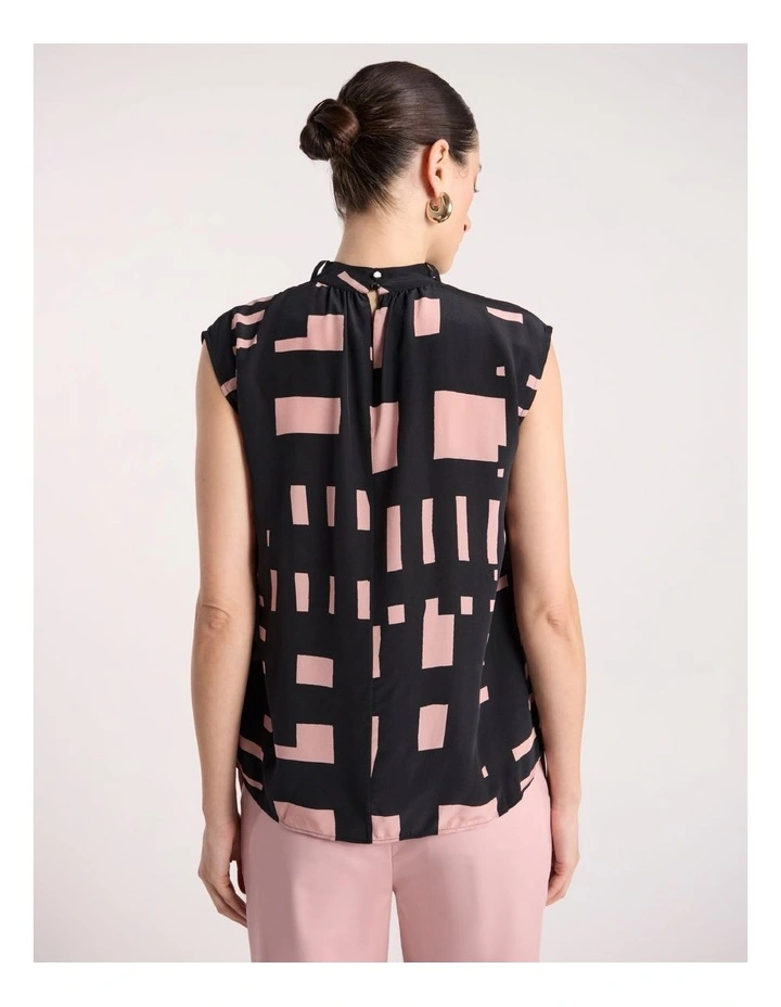 Sali Silk Scarf Top in Black Multi image 3