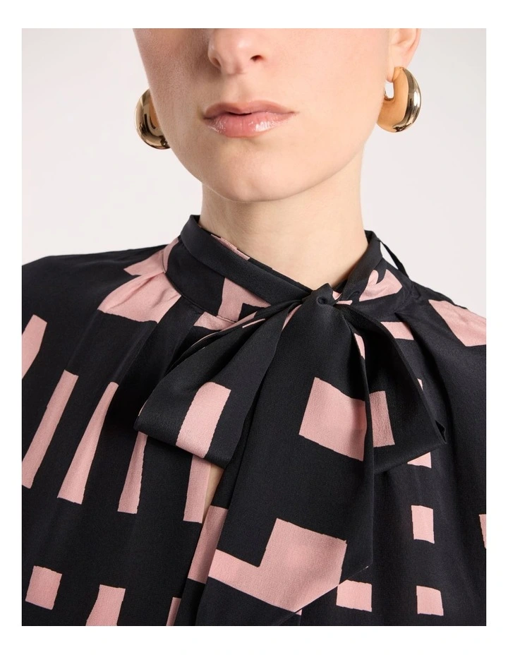 Sali Silk Scarf Top in Black Multi image 4